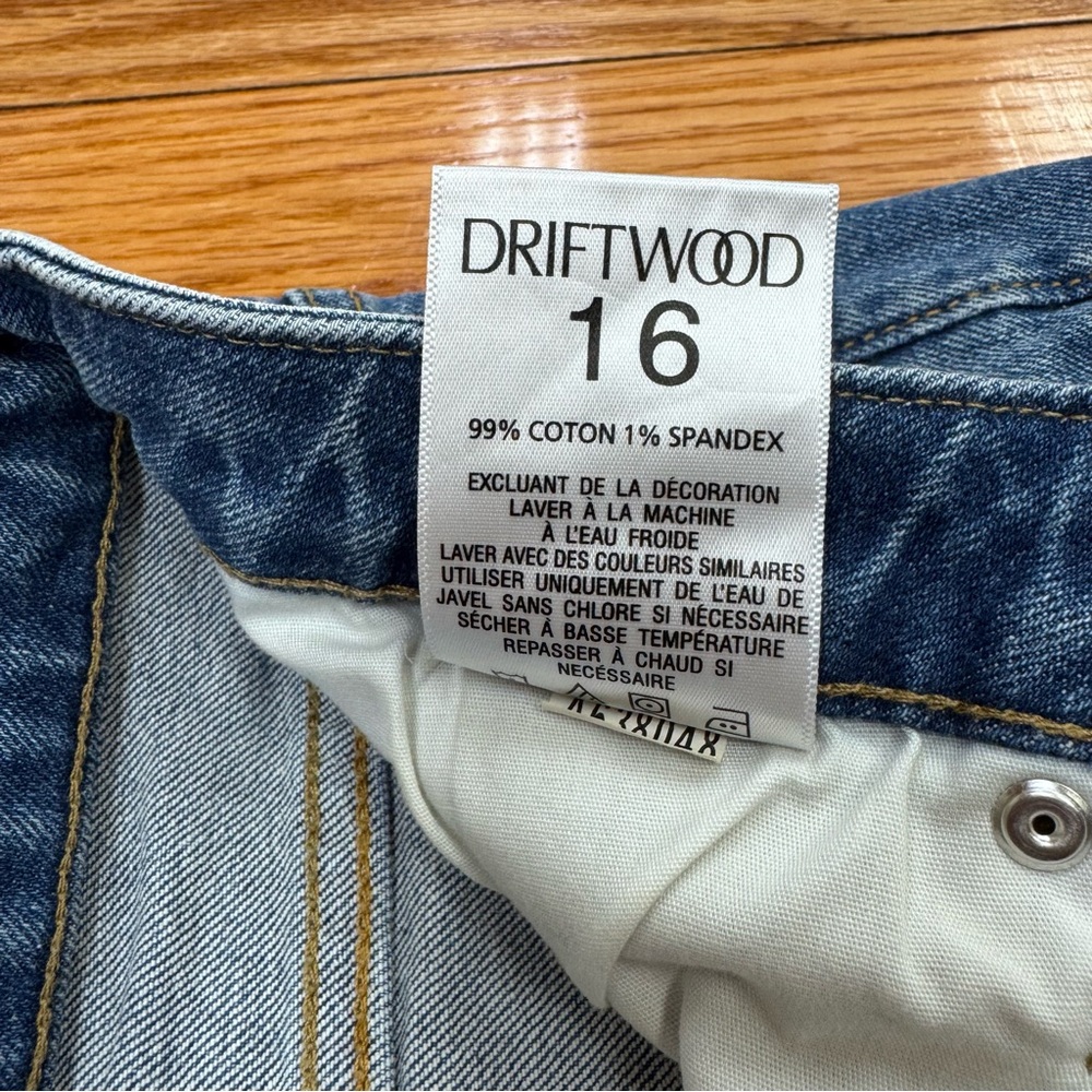 DRIFTWOOD Charlee Floral Embroidered Cuffed Denim Blue Jeans Wide Leg Mid-Rise - Picture 9 of 13